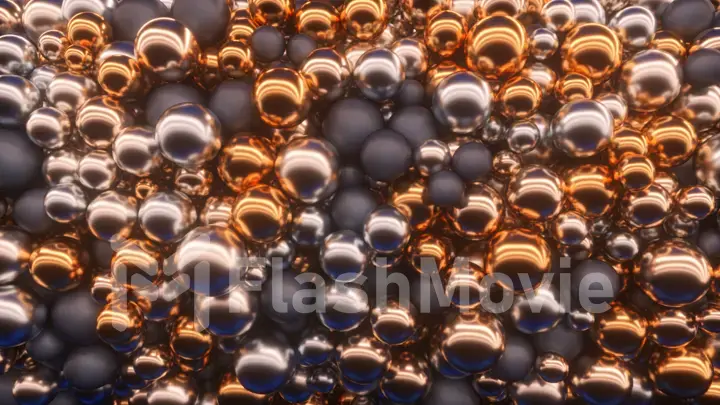 Abstract random appearance of spheres interacting with each other. Motion concept. 3d illustration