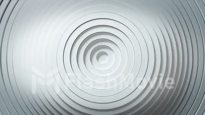 Abstract pattern of circles with the effect of displacement. White clean rings animation. Abstract background for business presentation. 3d illustration