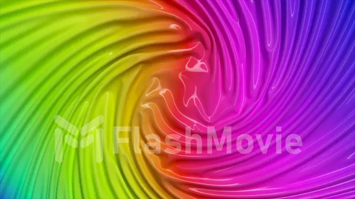 Abstract concept. Ripples and folds on a glossy iridescent surface. Liquid rainbow. Whirlpool. 3d illustration