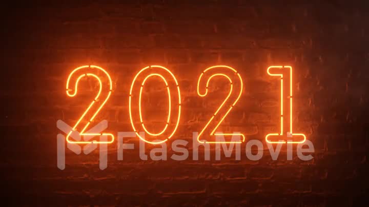 2021 fire orange neon sign background new year concept