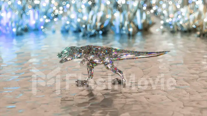 Abstract concept. Diamond dinosaur. The concept of nature and animals. Low poly. White blue color. 3d illustration