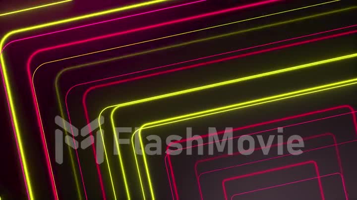 Red yellow glowing neon lines abstract tech futuristic motion background. Seamless looping 3d animation Ultra HD 4K