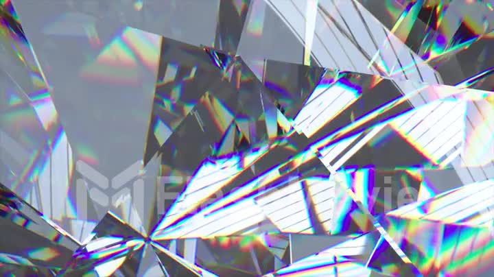 Diamond close up. Edges of a diamond. Refraction of light. Rainbow.Transparent. Gemstone. 3d animation of seamless loop