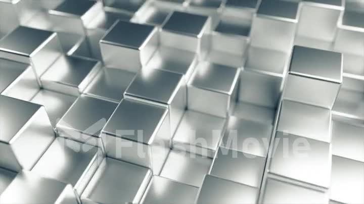 Abstract background of metal randomly moving cubes. Seamless loop 4k animation