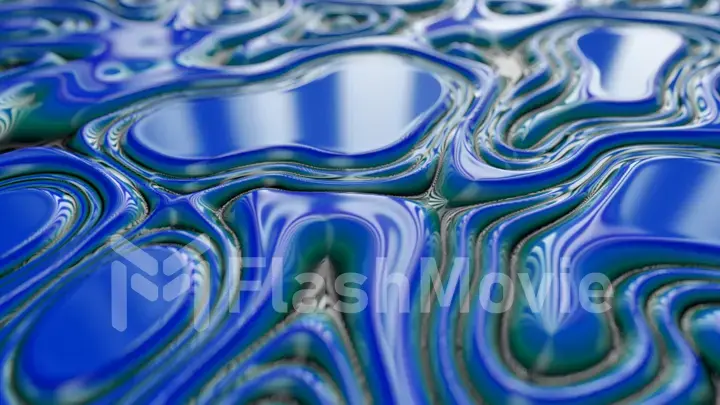 Pink abstract liquid reflective wave surface. Waves and ripples of ultraviolet lines. 3d illustration