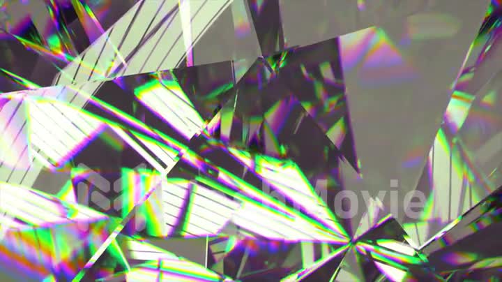 Abstract concept. Diamond texture closeup. Edges of a diamond. Refraction of light. Green color. 3d animation