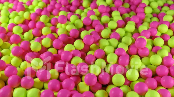 Colorful 3d illustration background from a pile of abstract yellow and pink spheres