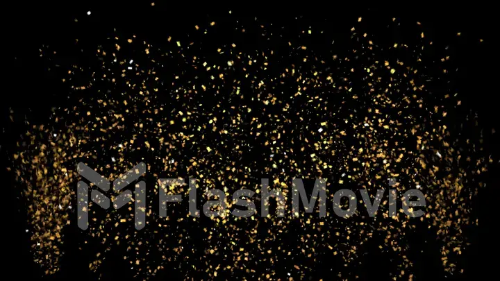 Golden Confetti Party Popper Explosions on a Black and Green Backgrounds. 3d illustration