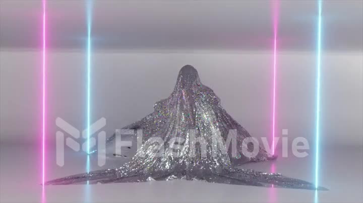 Dancing and entertainment concept. The diamond blanket is dancing. Ghost 3d animation of seamless loop