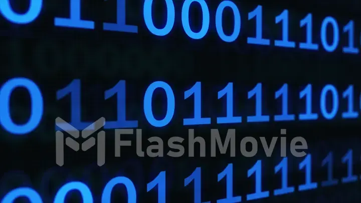 abstract binary code on blue digital screen