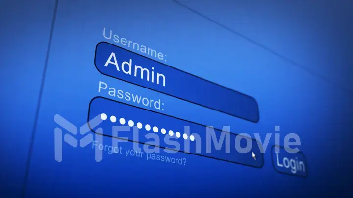 Login and password on computer blue screen