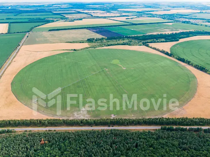 Farm fields with a bird's-eye view. Nature background