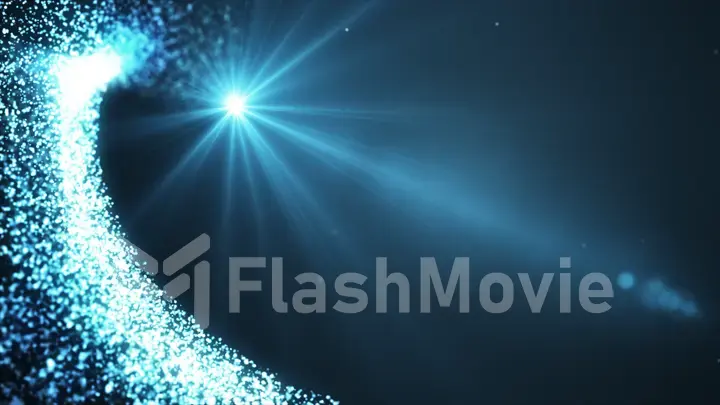 Abstract glowing dots, in a space with a bright flash