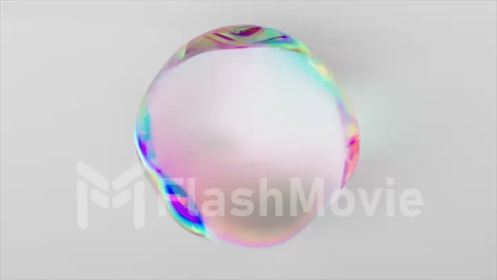 Abstract animation of a transparent sphere in the process of transformation. Light refraction. Prism effect. Dispersion