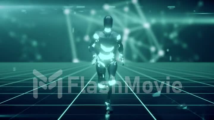 Running futuristic humanoid robot