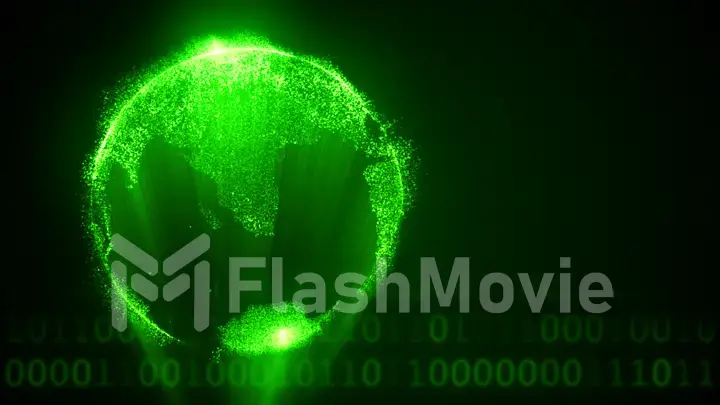 Digital green world on abstract background 3d illustration