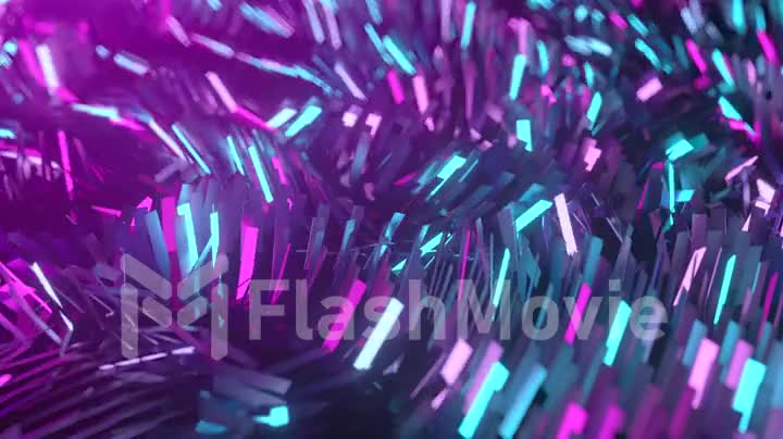 Abstract background of thousands of rectangles creating a wave surface. Modern neon lighting. Business concept. 3d animation