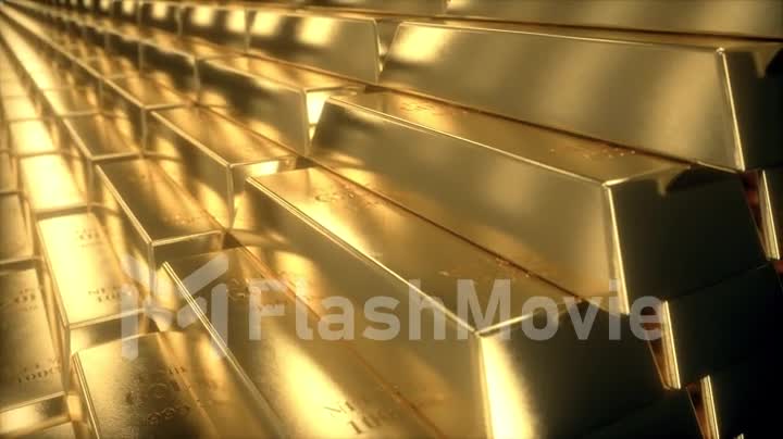 Loopable 4k animation of stairs made of gold bars or bullions. Success or getting rich concepts