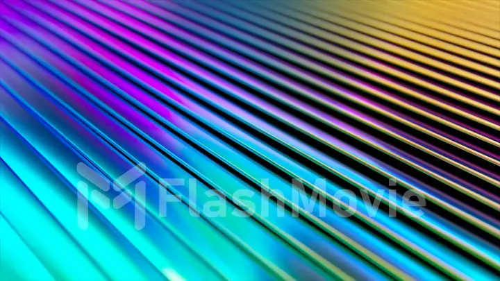 3d wavy surface. Abstract waving background with neon ripples. Liquid multicolor pattern, moving shapes. 3d illustration