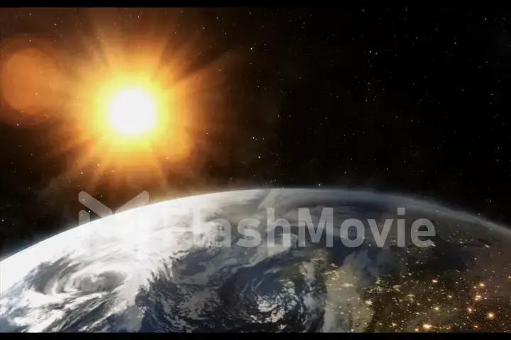 Our earth in cosmos and bright sun. 3d rendering