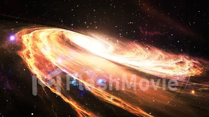 Rotating spiral galaxy with stars in outer space 3d illustration