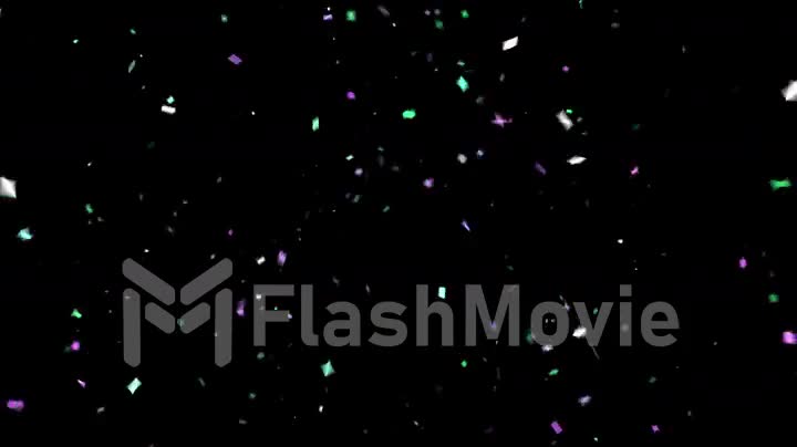 Colorful Confetti Party Popper Explosions on a Black Backgrounds