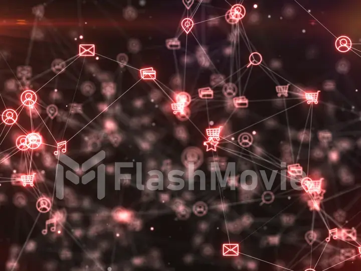Social network connections. Connecting people on the internet, nodes transforming. 3d illustration