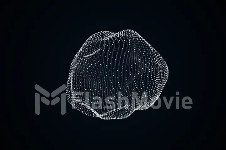 3d illustration abstract animation metamorphosis of amorphous shape from dots and lines