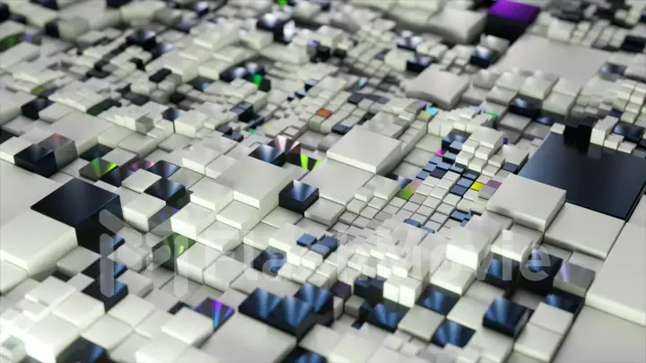 Abstract background. 3d black white cubes. Futuristic concept of network, data, digital. 3d Illustration