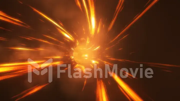 3d illustration abstract fire wormhole with flash