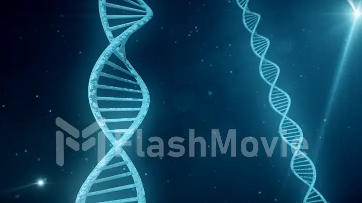 Blue background with rotating DNA 3d illustration