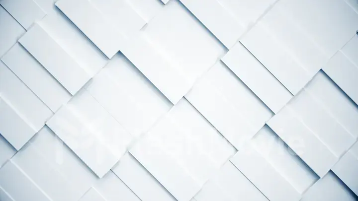White abstract moving structure of rectangles. Light bright clean minimal rectangular grid pattern, random waving motion background canvas in pure white wall. 3d illustration