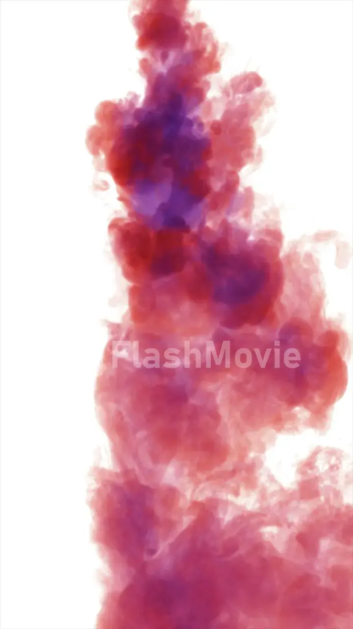 Red dense smoke isolated on white background