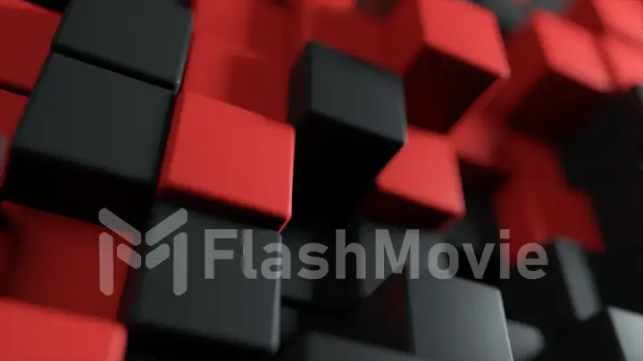 Abstract 3d illustration background of the movement of two-color cubes