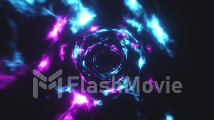 Flying in a colorful abstract energy tunnel
