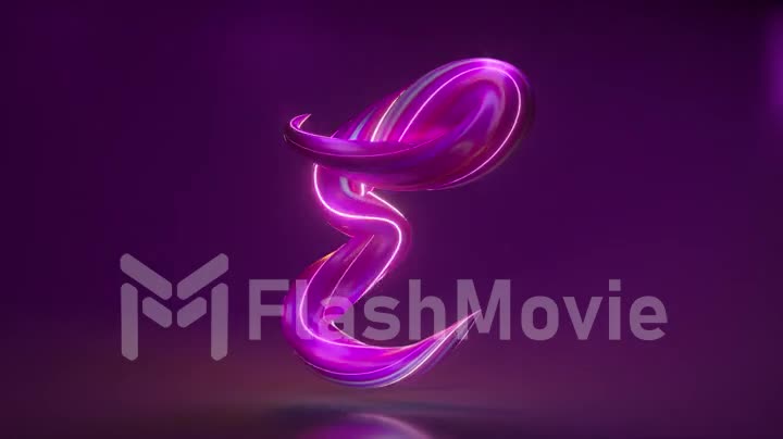 Collection Living Alphabet. Unique twisted letters. Purple pink color. Letter E. 3d animation of seamless loop