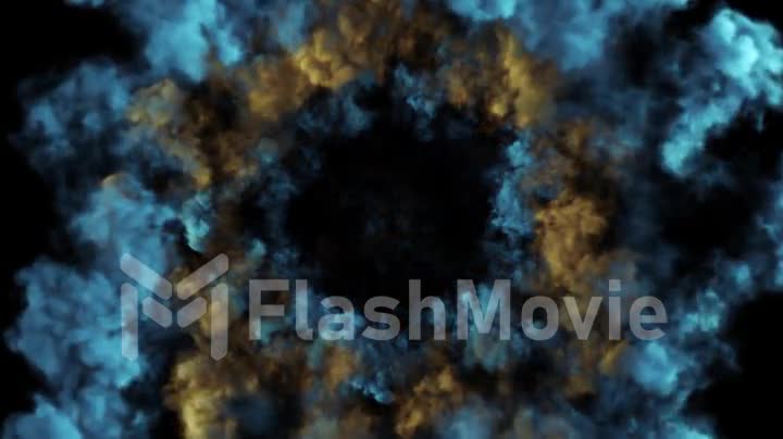 Colorful shock wave smoke explosion effect, shockwave, ignition, magical effect isolated on black background
