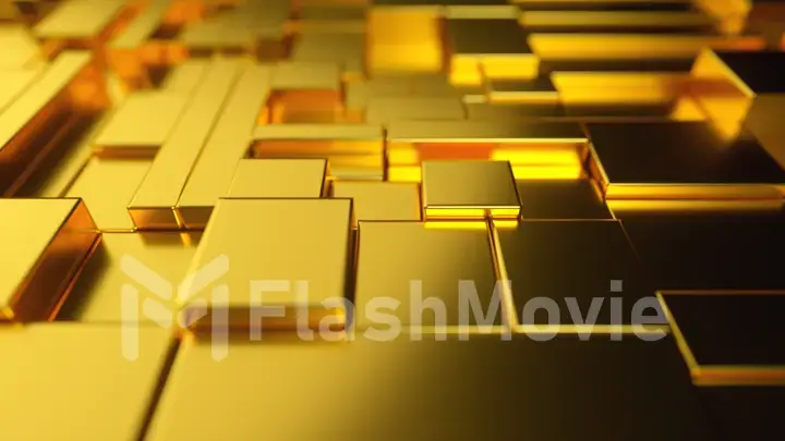 Abstract moving surface made of gold. 3d illustration