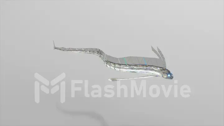 Diamond Hairtail fish. The concept of nature and animals. Low poly. White color. 3d illustration