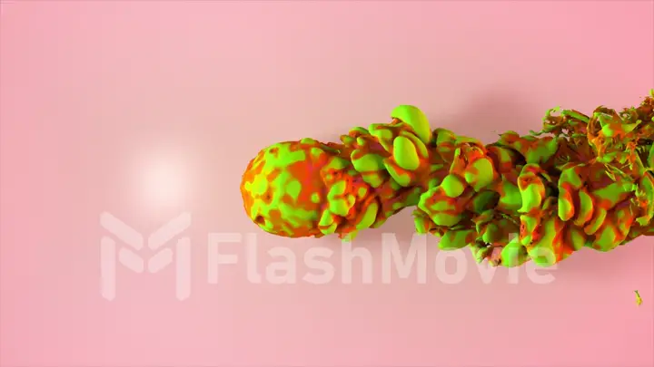 Thick colored smoke moves and releases puffs. 3d rendering of abstract art with a surreal moving smoke bubble.