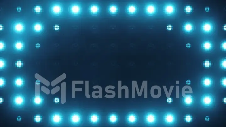 Flashing wall lights. Flashing lights Lanterns for clubs and discos. Matrix beam headlights. Nightclub halogen lamp. 3d illustration. Blue light