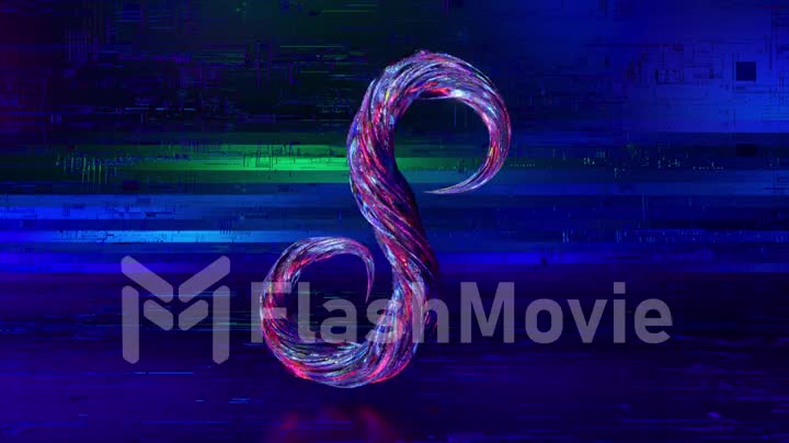Collection Living Alphabet. Unique twisted letters. Blue. Letter S. 3d animation of seamless loop with alpha matte
