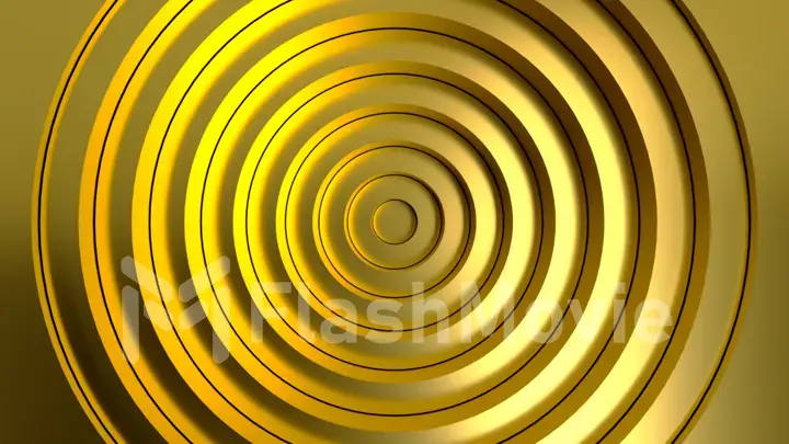 Gold abstract pattern of circles with the effect of displacement. Gold circles wave gradient. 3d illustration