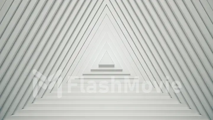 Abstract triangles pattern with offset effect. Animation of white blank triangles. Abstract background for business presentation. 3d illustration
