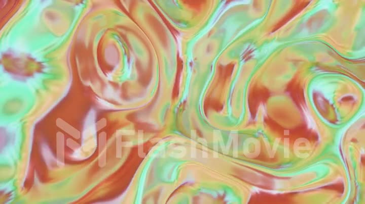 Animated 3D waving fabric texture. Liquid holographic background. Smooth wave surface of silk fabric with ripples and folds of fabric. 4K 3D rendering, seamless looping 3d animation