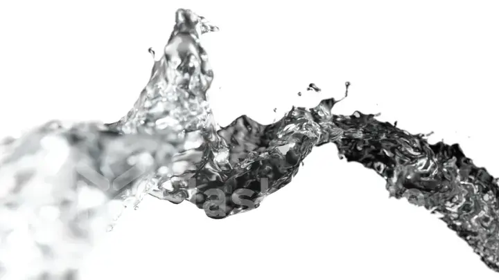 Spectacular splash of water in slow motion on white isolated background 3d illustration