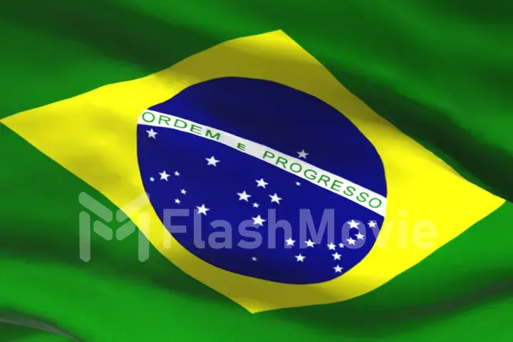 3d illustration of the Brazilian flag waves to the wind