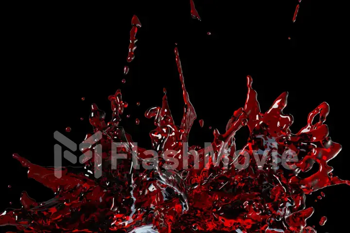 Spectacular splash of wine 3d illustration, on black isolated background