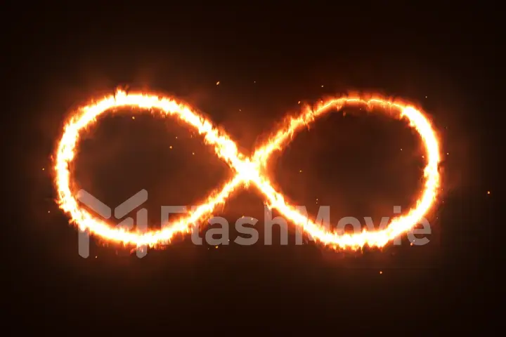 Infinity sign, fire flame, computer generated fractal background