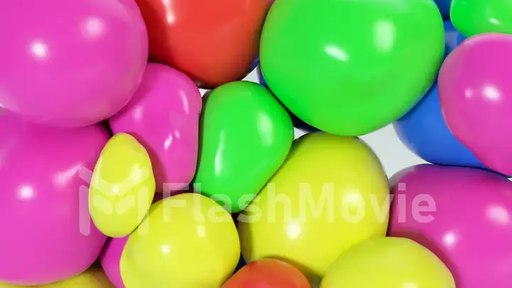 Abstract multicolored squishy balls move and interact with each other with internal pressure trying to find a place for themselves. 3d illustration